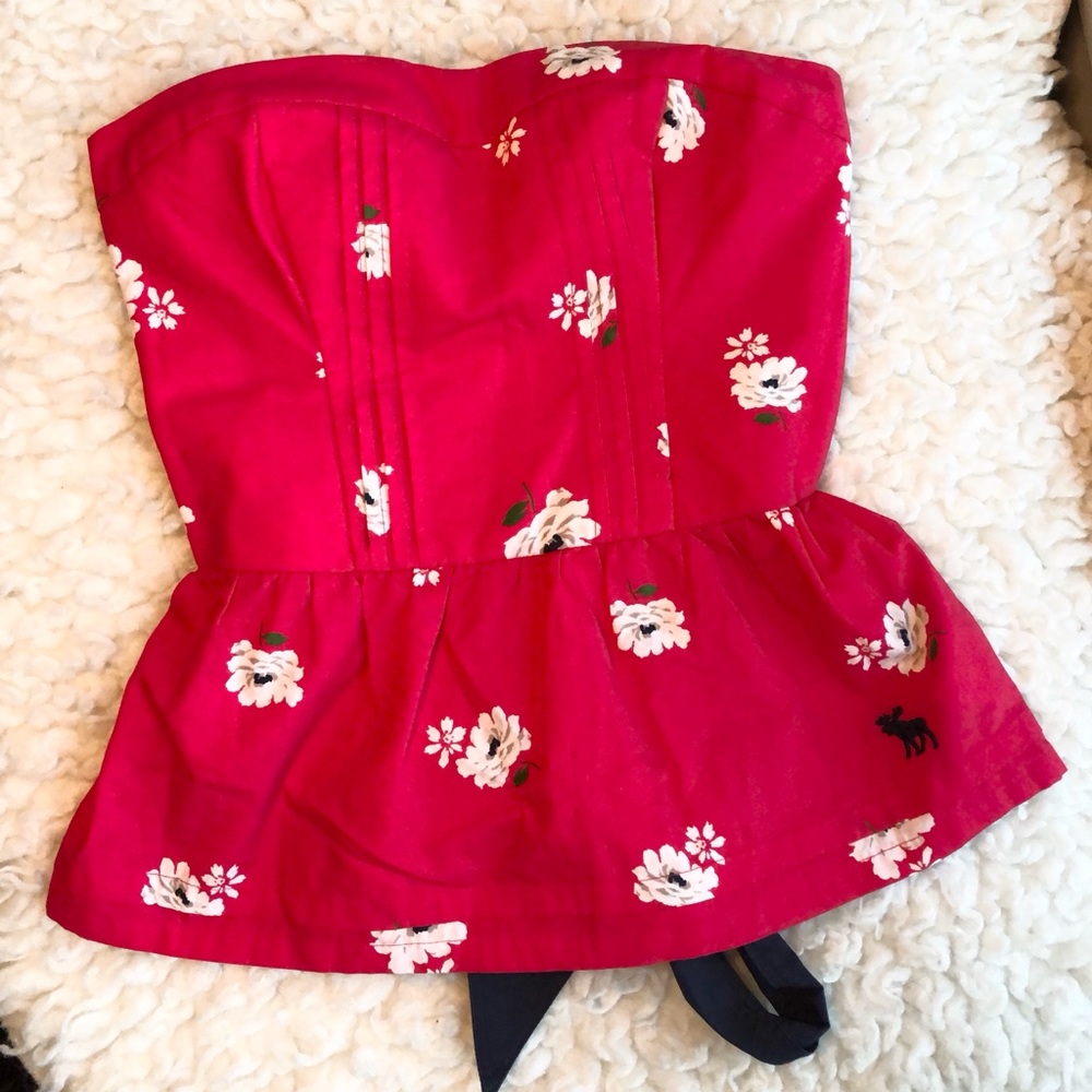 SZ S Abercrombie & Fitch Strapless Top Red Floral